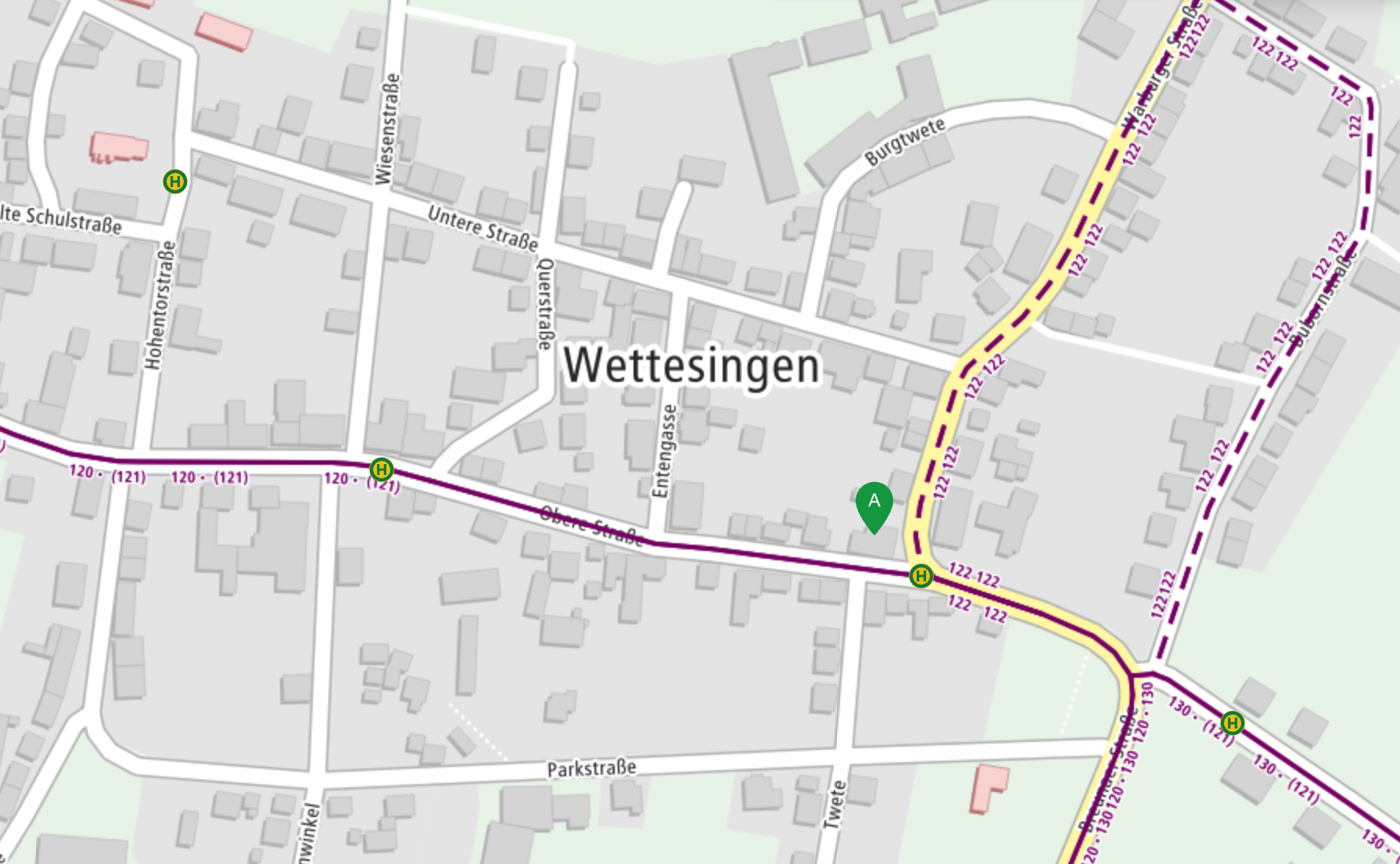 Linien- und Haltestellenkarte von Wettesingen